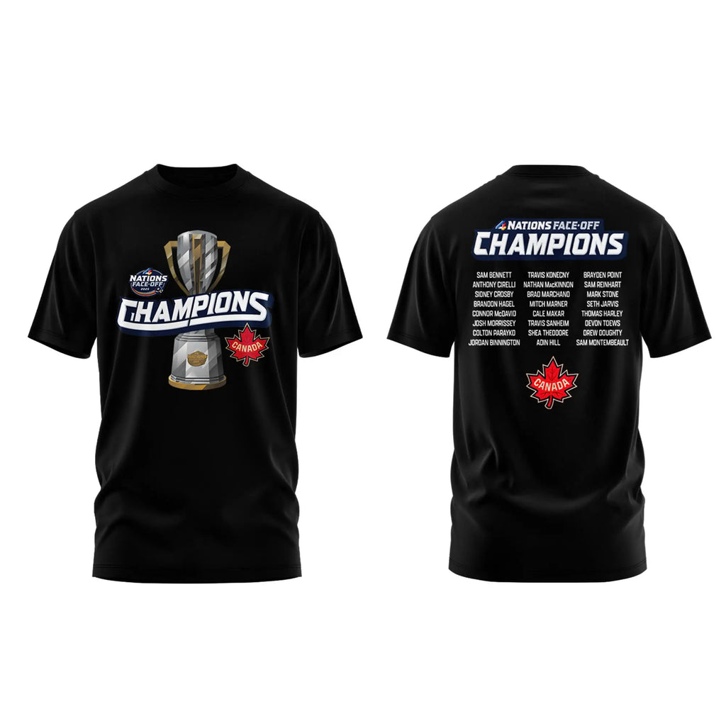 Canada Fanatics Steel 2025 4 Nations Face Off Champions Combo Tshirt | Cap | Jogger v4
