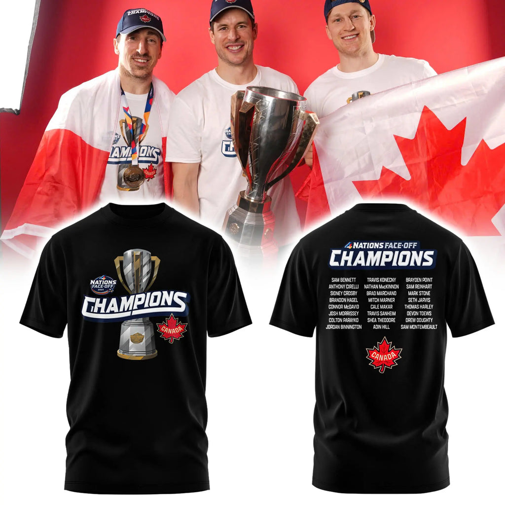 Canada Fanatics Steel 2025 4 Nations Face Off Champions Combo Tshirt | Cap | Jogger v4