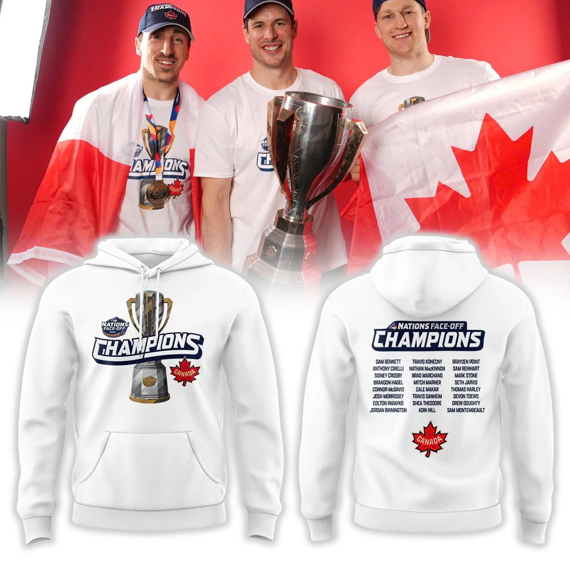 Canada Fanatics Steel 2025 4 Nations Face Off Champions Combo Hoodie | Cap | Jogger v6