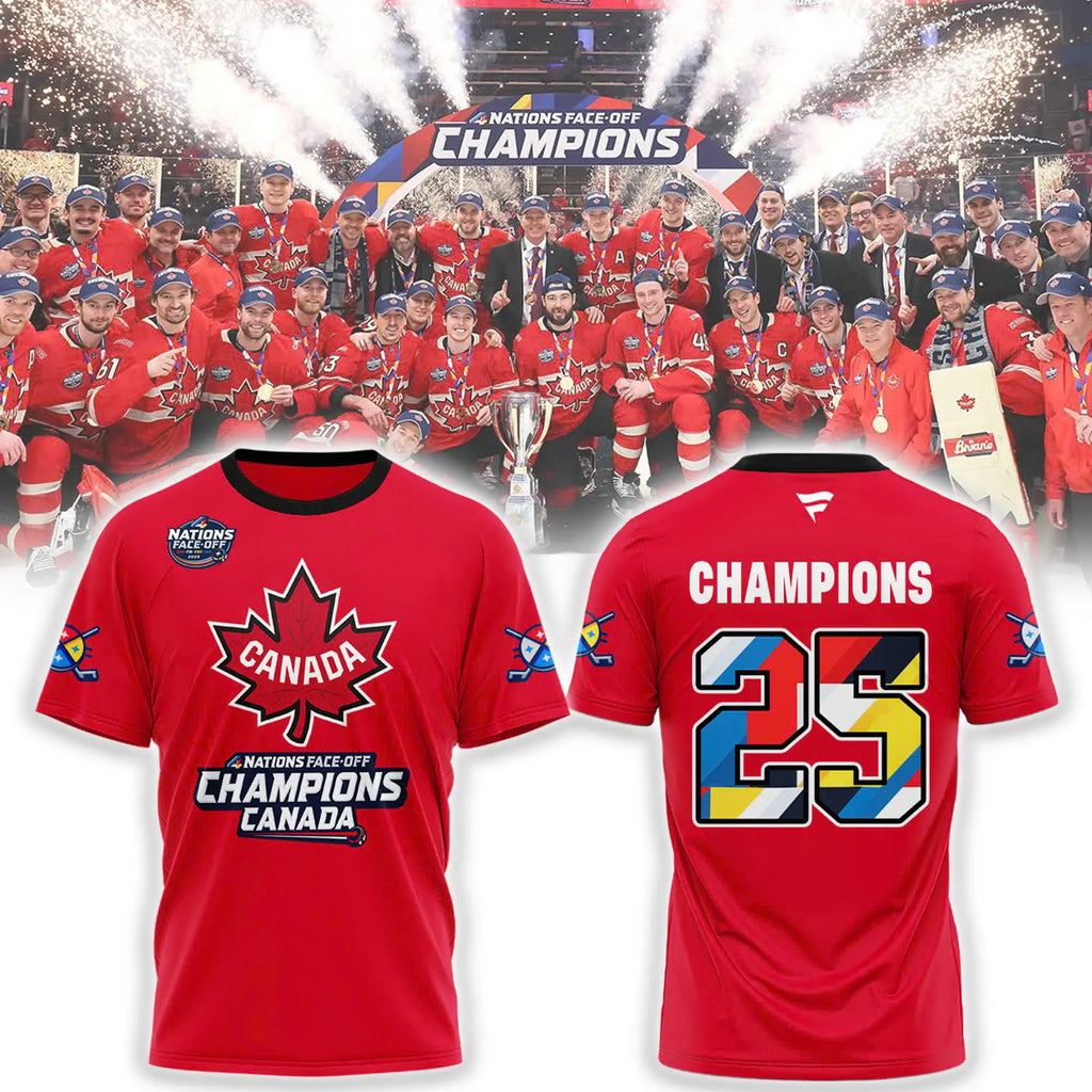 Canada Fanatics Steel 2025 4 Nations Face Off Champions Combo Tshirt | Cap | Jogger v3