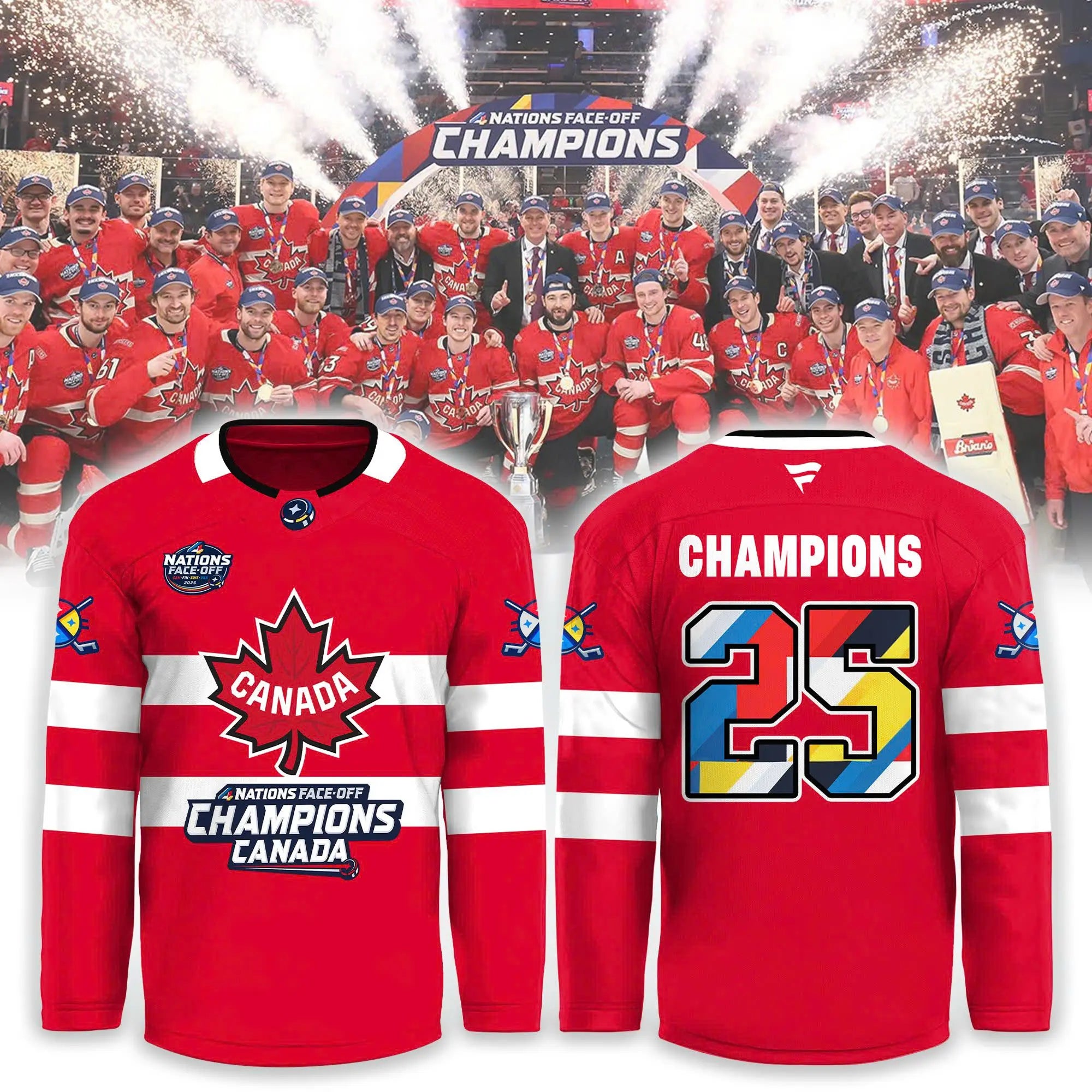 Canada Fanatics Steel 2025 4 Nations Face Off Champions Combo Hockey Jersey (Buy Combo and Save $20)